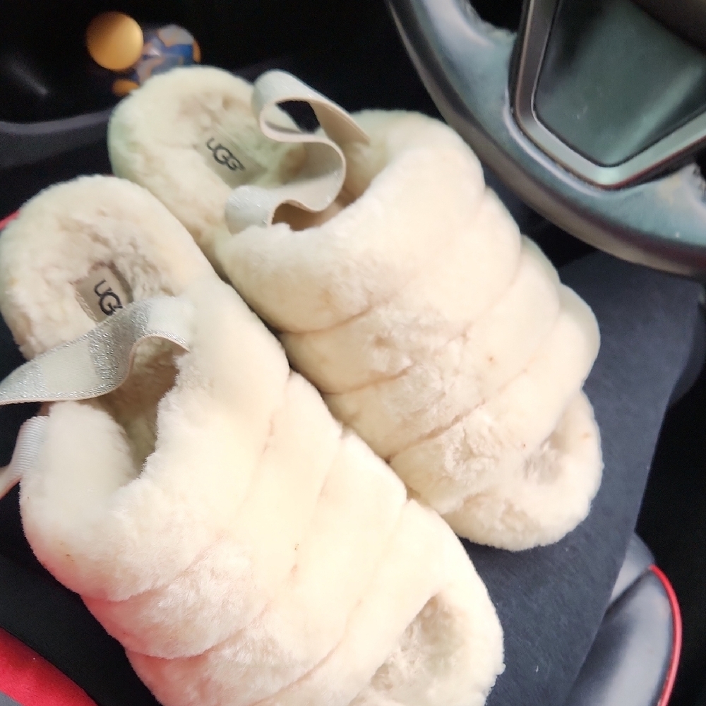 UGG Plush Cream Slippers